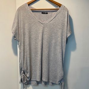 Papermoon Norlle V-Neck Side Ruching knit top.